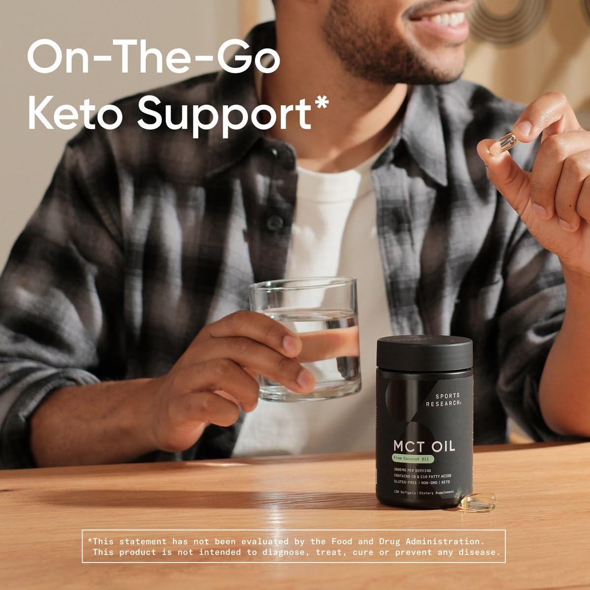 Keto-friendly and zero sugar/carbs information on label