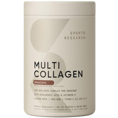 Sports Research Multi Collagen Protein Powder Chocolate jar with label