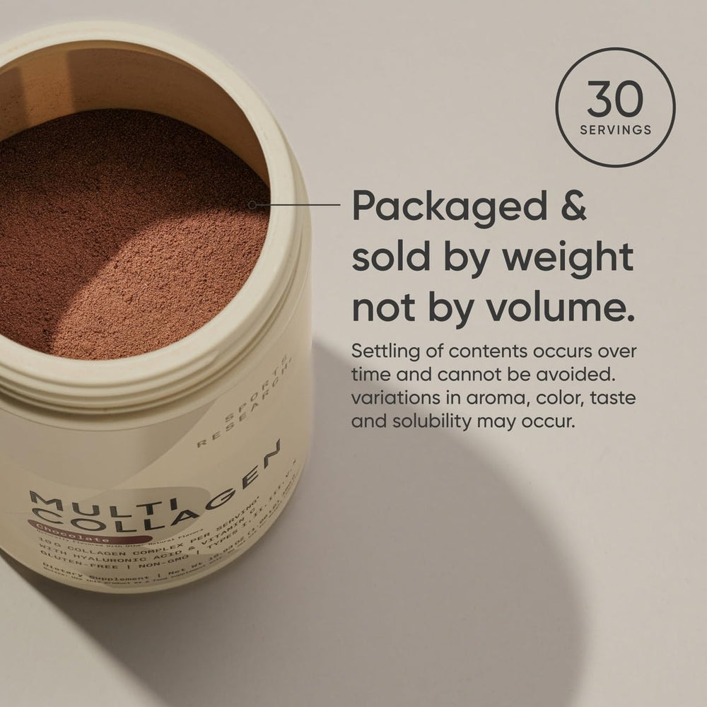 Chocolate collagen shake prepared in a glass