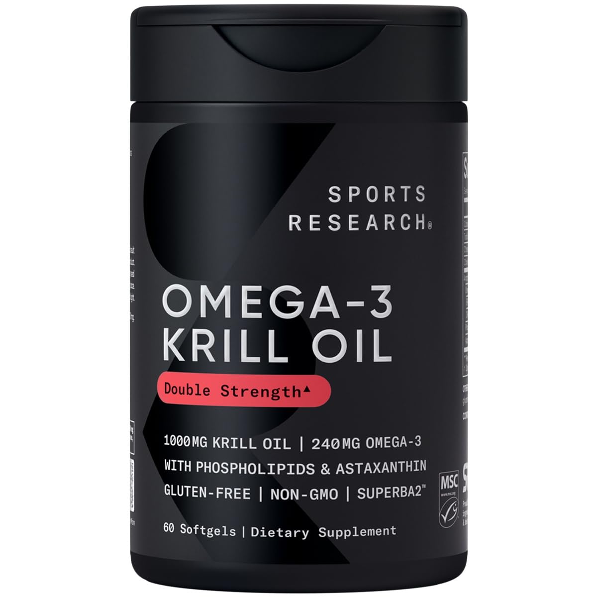 Sports Research Omega-3 Krill Oil bottle with softgels