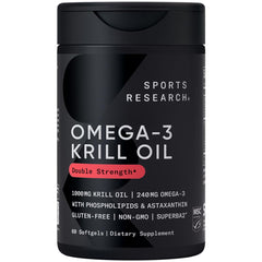 Sports Research Omega-3 Krill Oil bottle with softgels