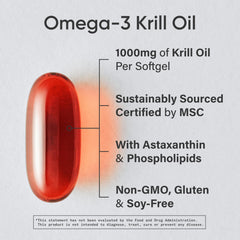 Label close-up for Sports Research Omega-3 Krill Oil 1000mg Double Strength