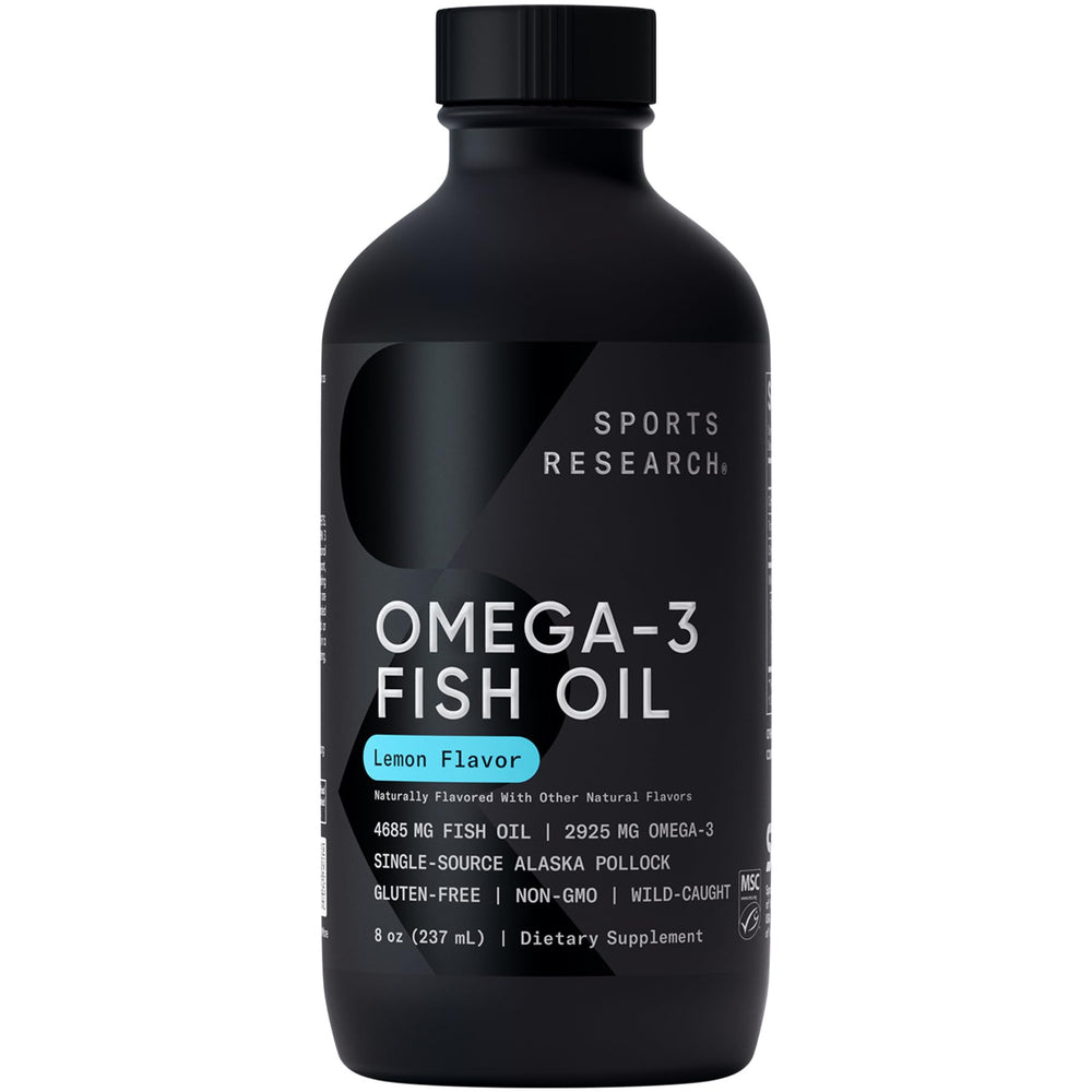 Sports Research Omega-3 Fish Oil Lemon Flavor bottle - front view