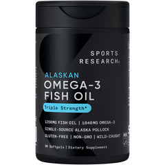 Front view of Sports Research Omega-3 Burpless Fish Oil bottle