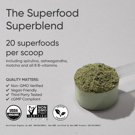 Label and packaging of Sports Research Organic Greens Powder
