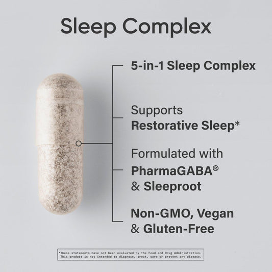 Close-up of Sleep Complex ingredients panel