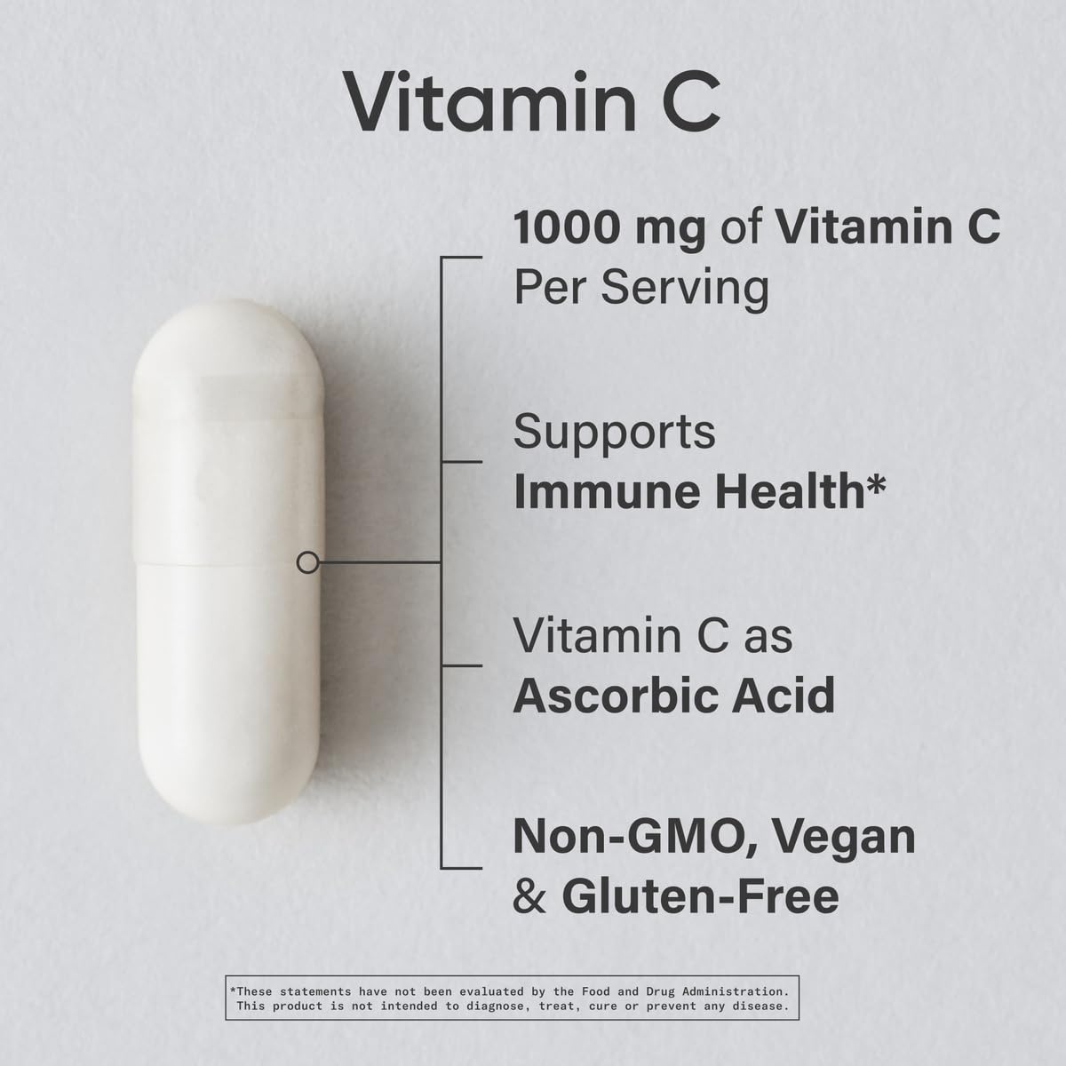 Close-up of Vitamin C bottle label