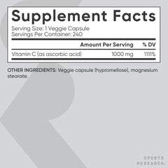 Sports Research Vitamin C bottle showing 240 count