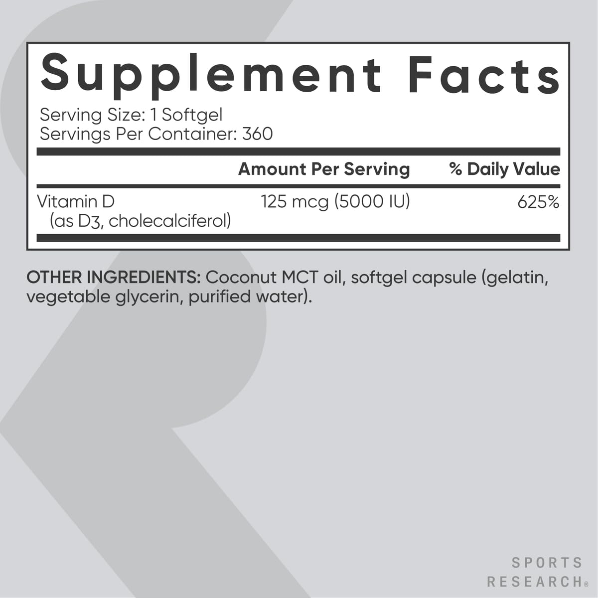 Seal indicating seed oil free on Vitamin D3 product label