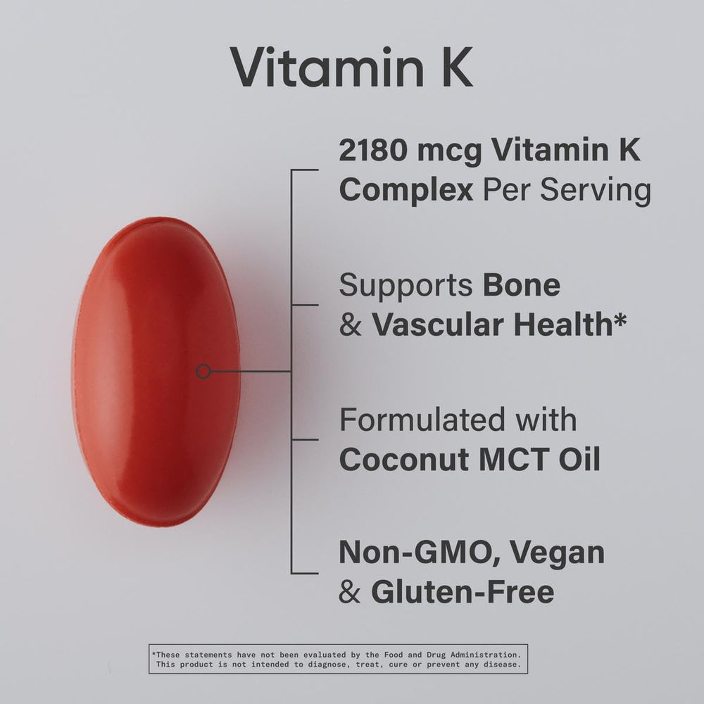 Close-up of Vitamin K1 and K2 MK-4 details on the label