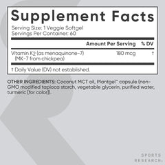 One-a-day dosage concept showing 180mcg MK7