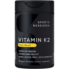 Sports Research Vitamin K2 MK-7 60-veggie softgels bottle front view