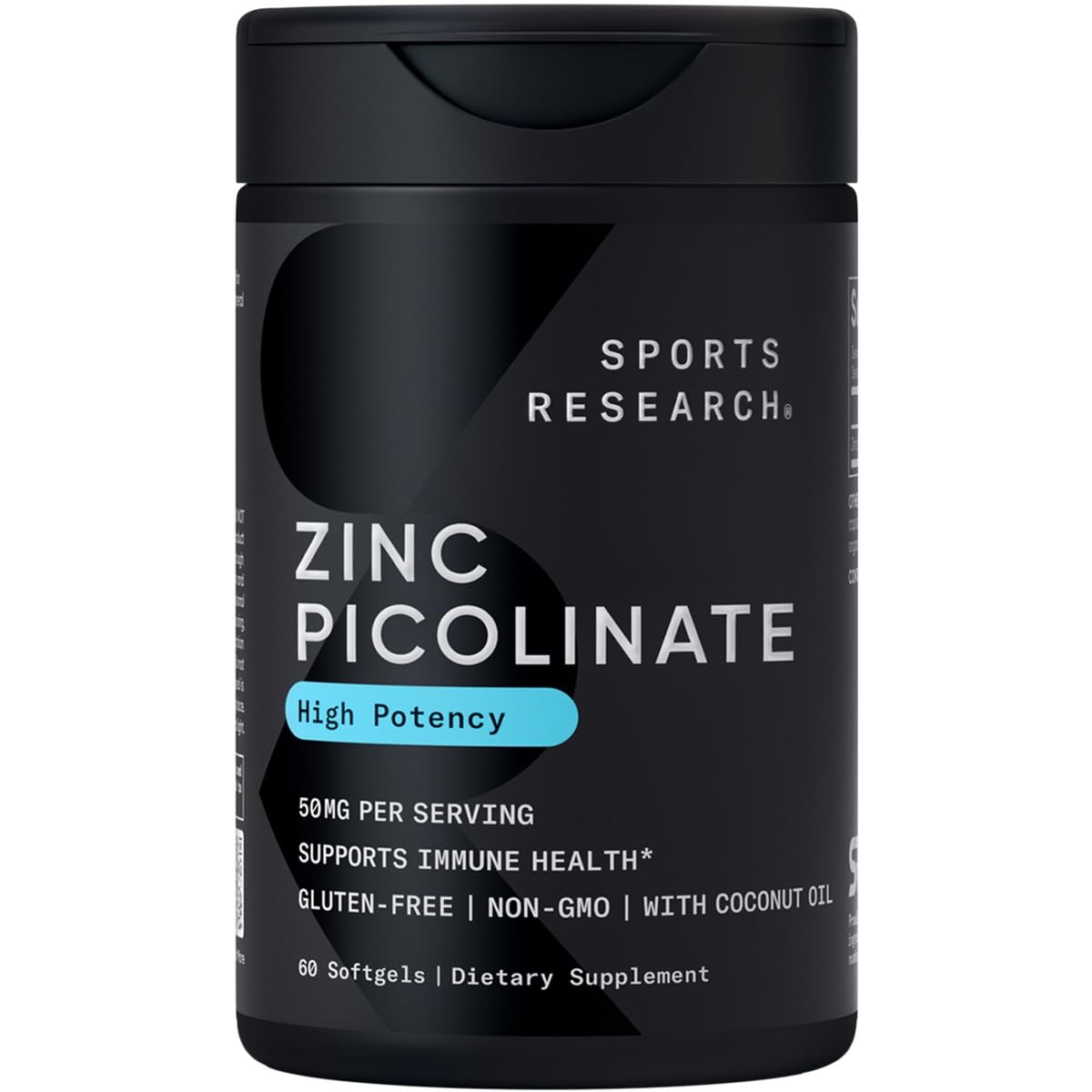 Hero image of Sports Research Zinc Picolinate 50mg with Organic Coconut Oil and 60 softgels