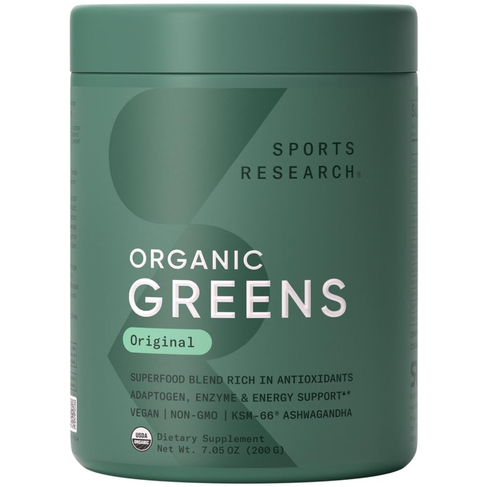 Sports Research Organic Greens Original flavor with spirulina and ashwagandha