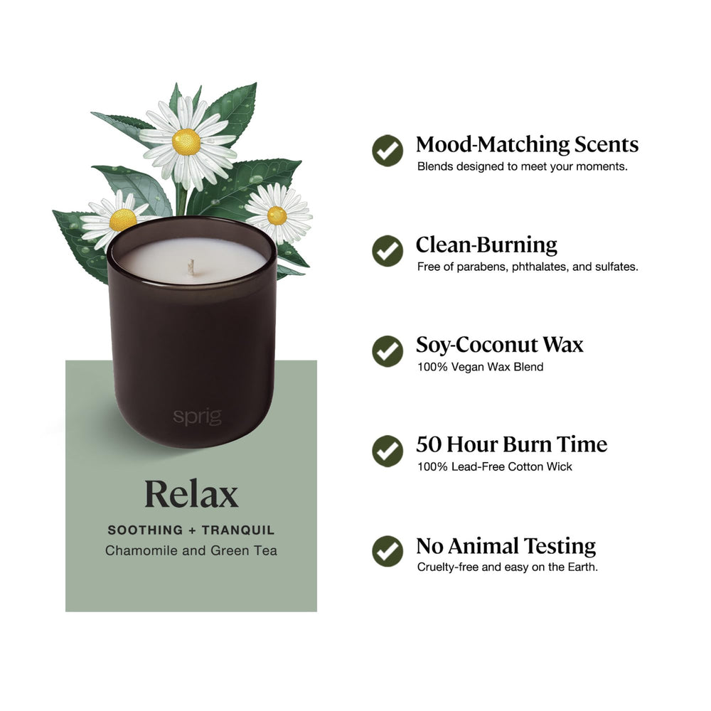 Sprig by Kohler Relax candle packaging box