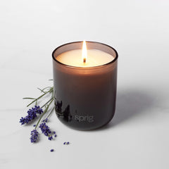Ingredients and recyclable packaging label for Sprig Sleep candle