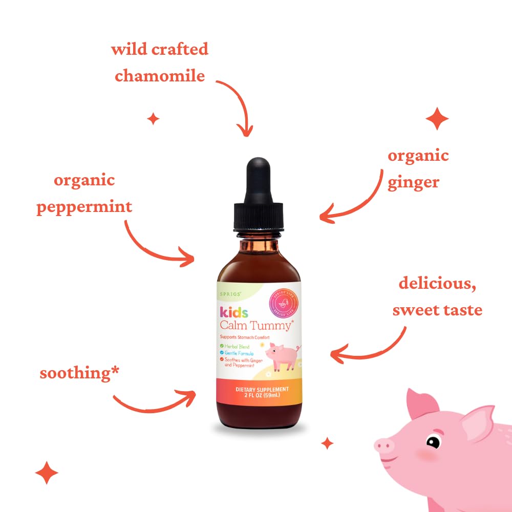 Product label for SPRIGS Kids Calm Tummy tincture
