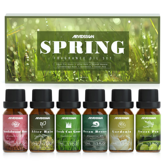 Spring Essential Oils After Rain scent in dark glass bottle