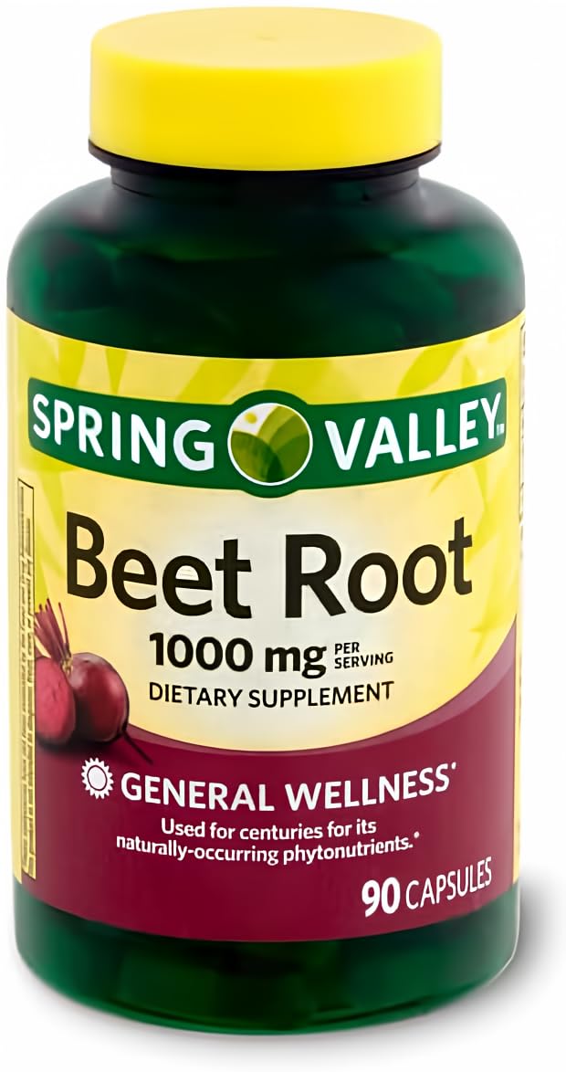 Spring Health Valley Beet Root Dietary Supplement 1000 mg – 90-count bottle with Your Vitamin Guide©
