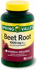Spring Health Valley Beet Root Dietary Supplement 1000 mg – 90-count bottle with Your Vitamin Guide©