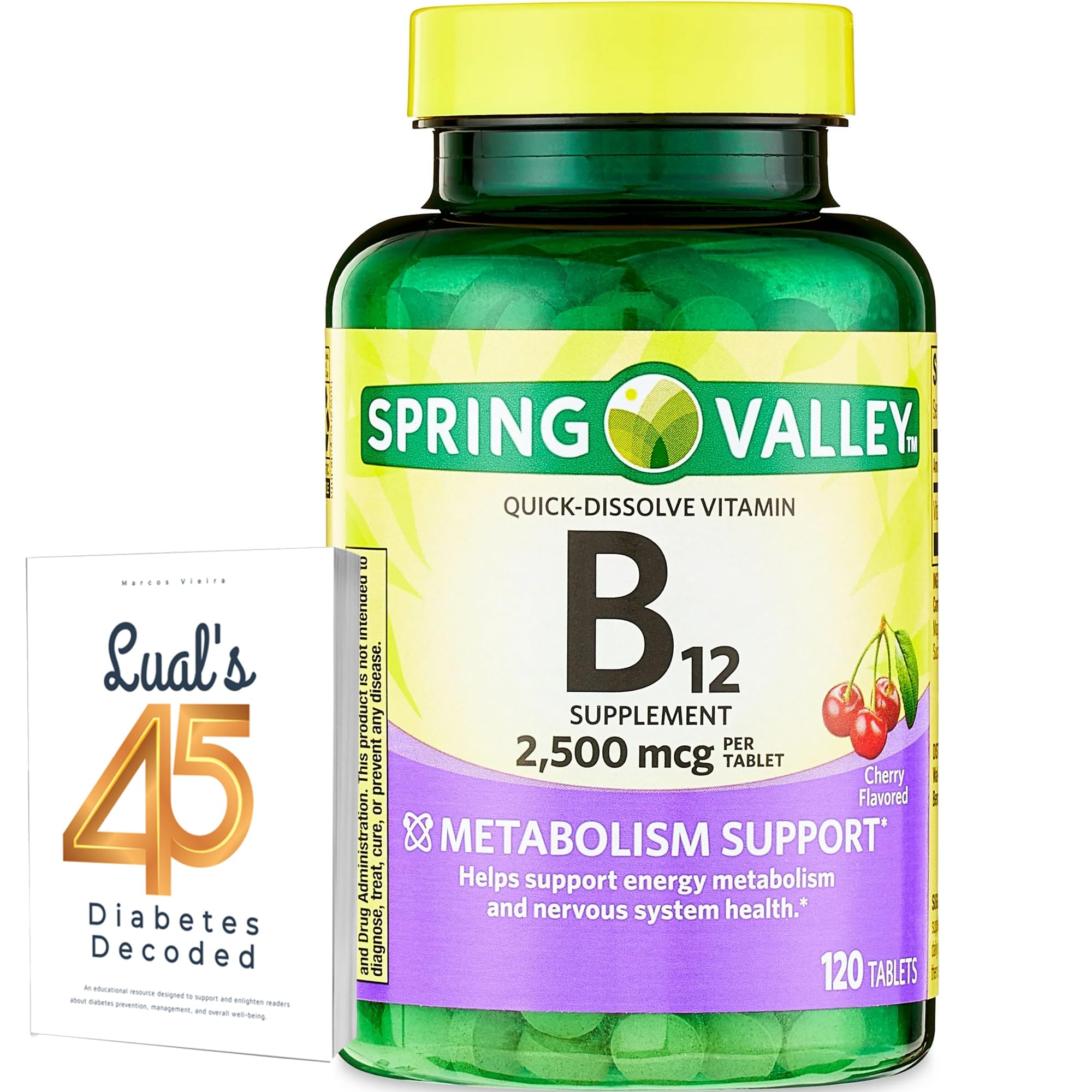 Front view of Spring Valley Vitamin B12 Quick-Dissolve tablets bottle