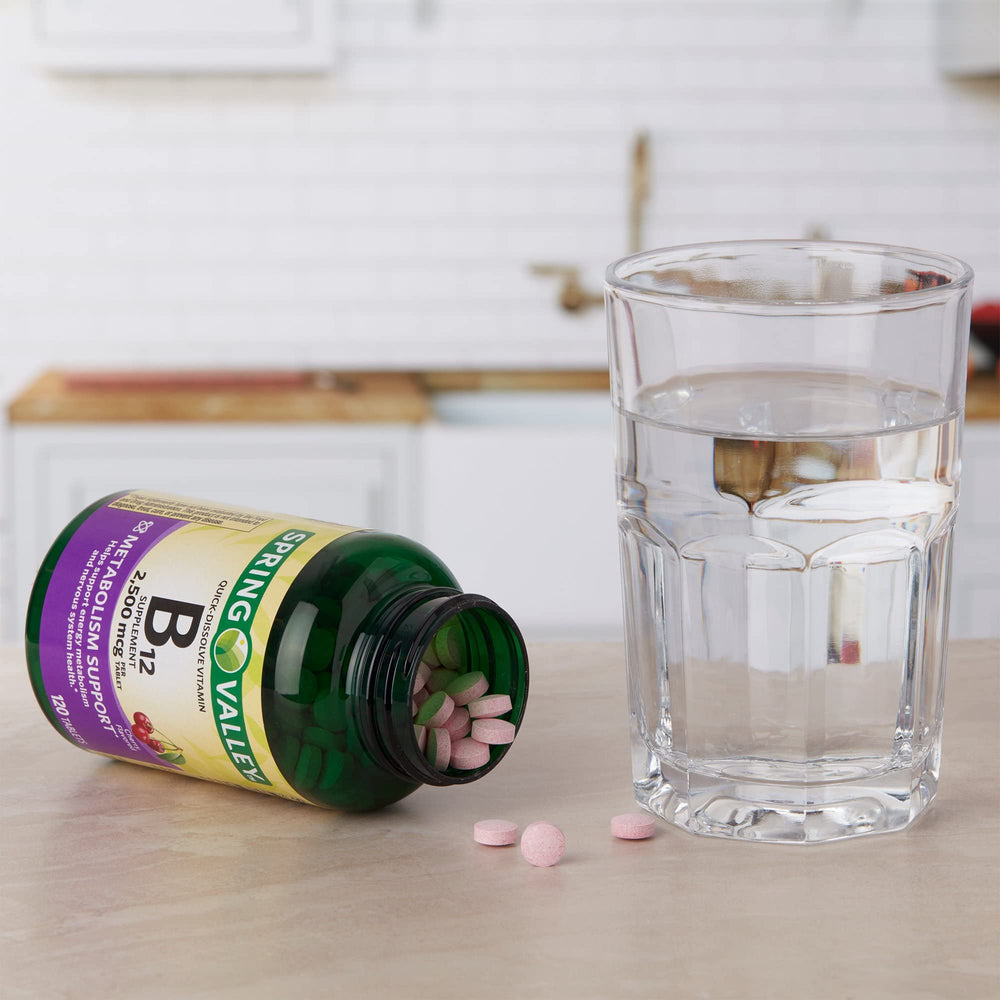 Bottle label highlighting 2,500 mcg per tablet