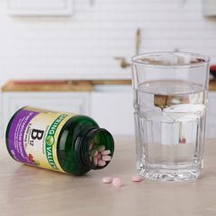 Bottle label highlighting 2,500 mcg per tablet