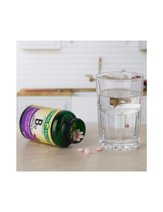 Close-up of Cherry Flavor Vitamin B12 tablets