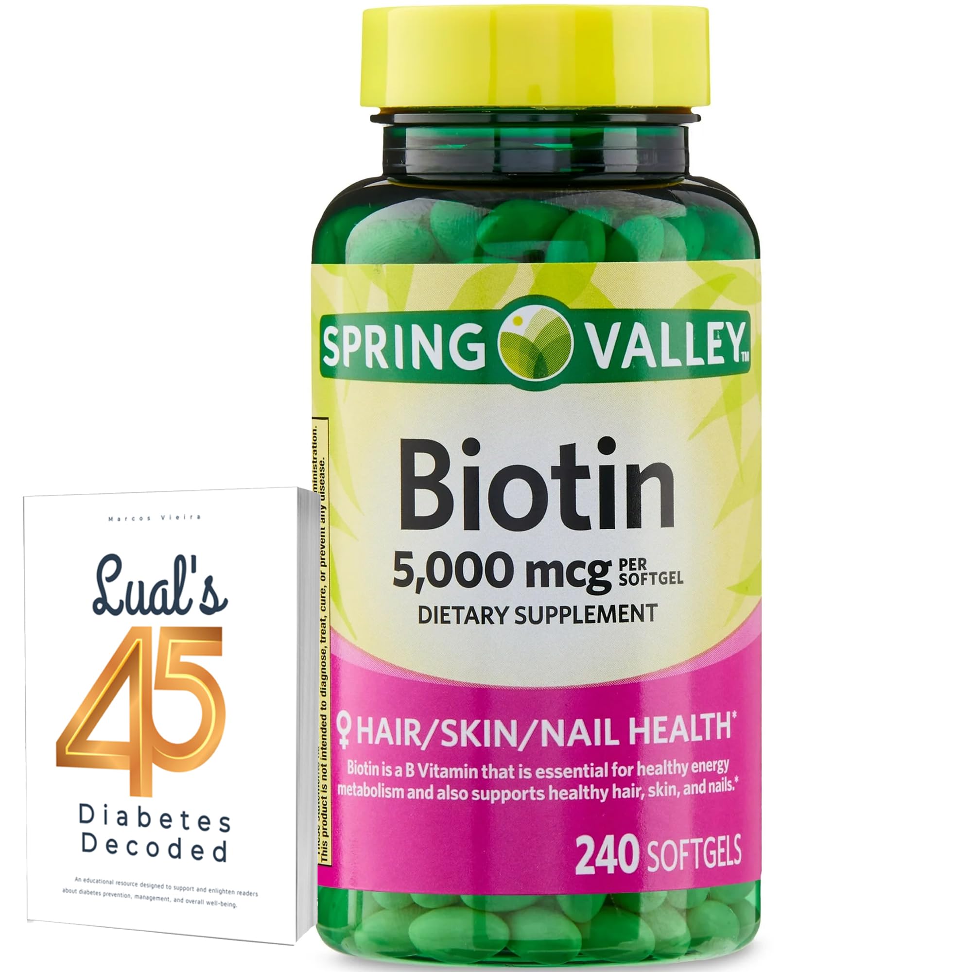Spring Valley Biotin 5000 mcg 240-count bottle for hair, skin and nails