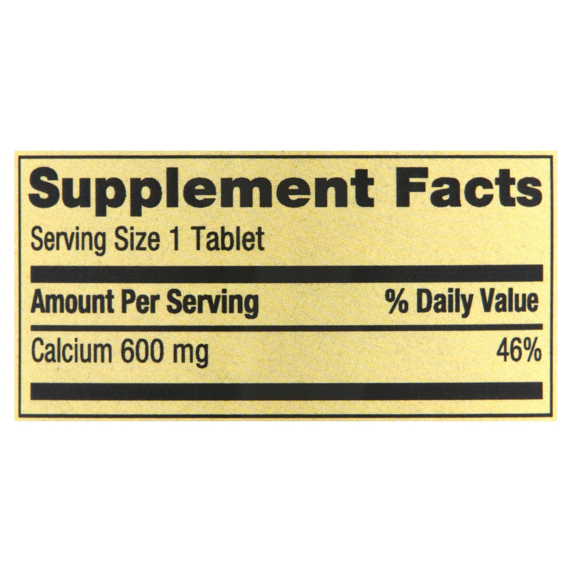Valley Calcium 600mg bottle label
