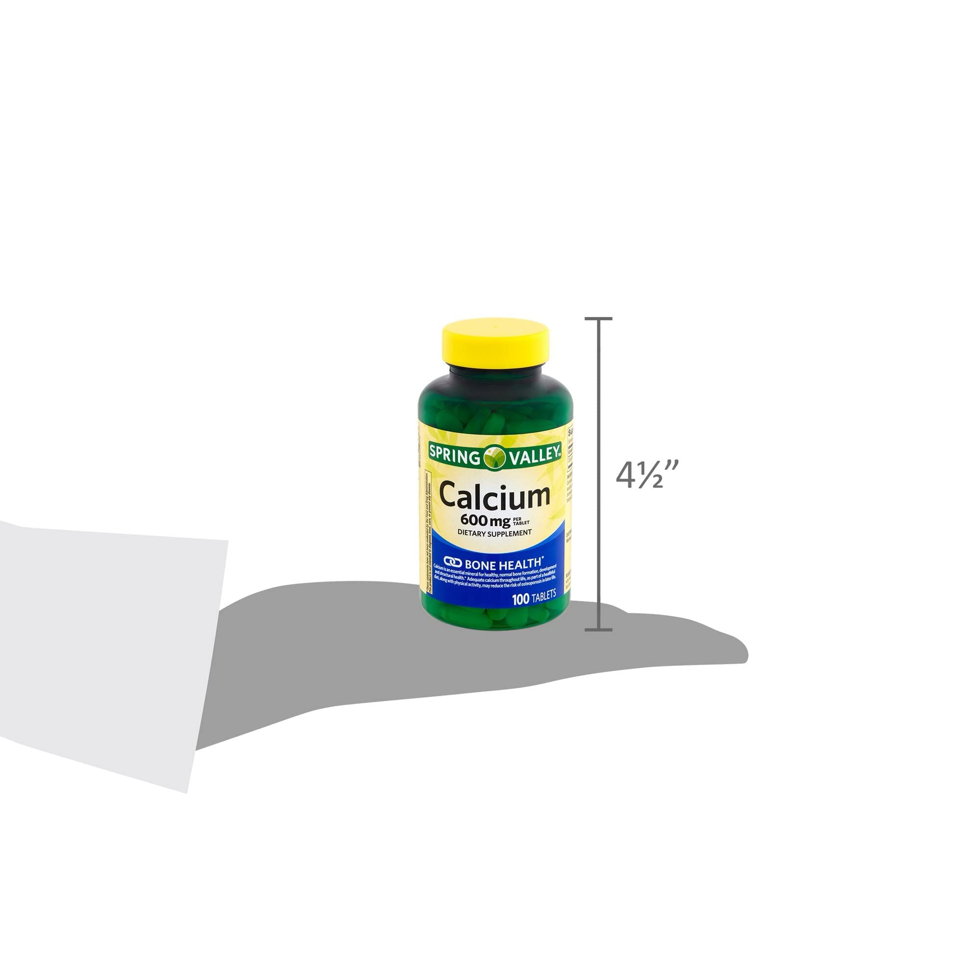 Product shot showing bottle and tablets on white background