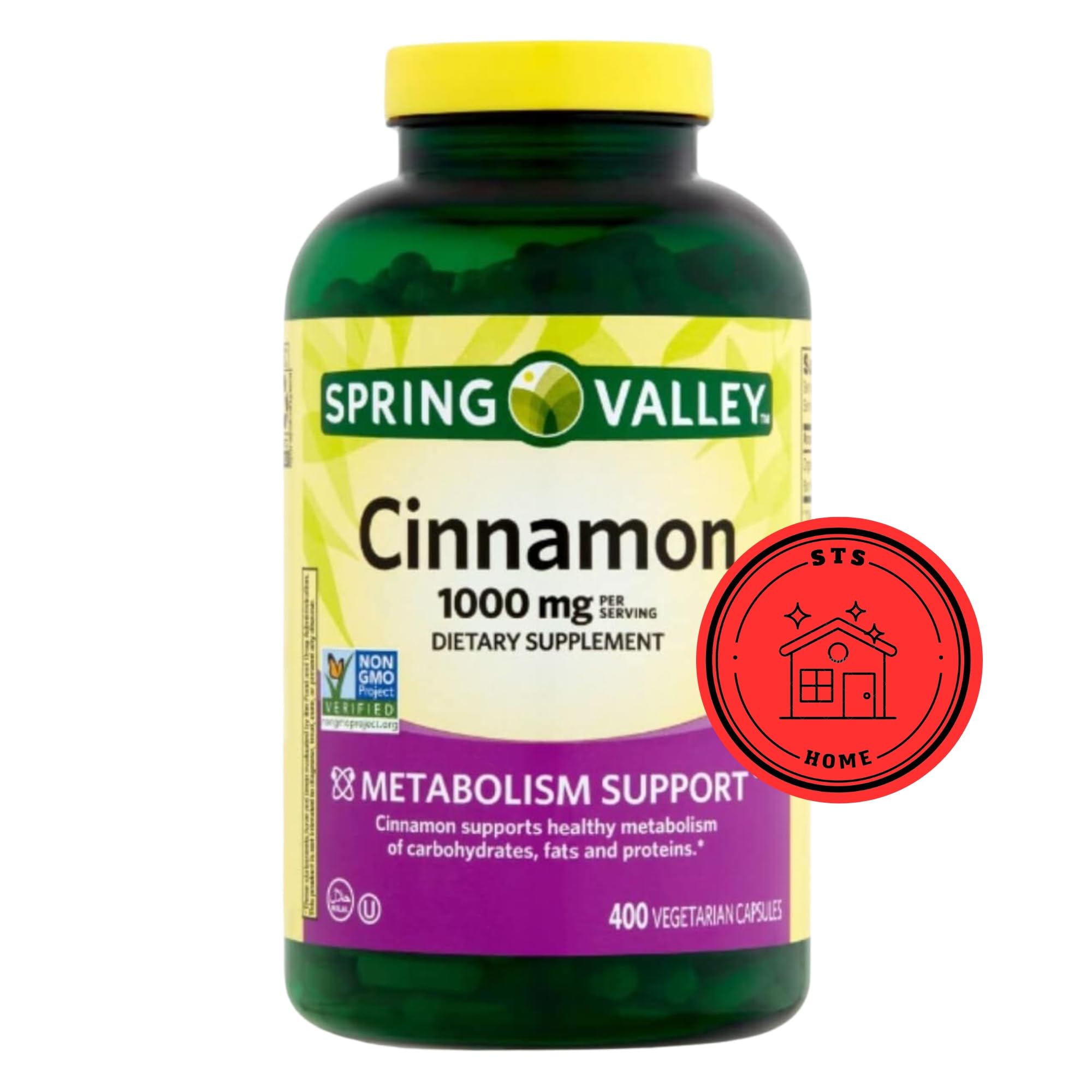 Front view of Spring Valley Cinnamon 1000 mg 400-count bottle