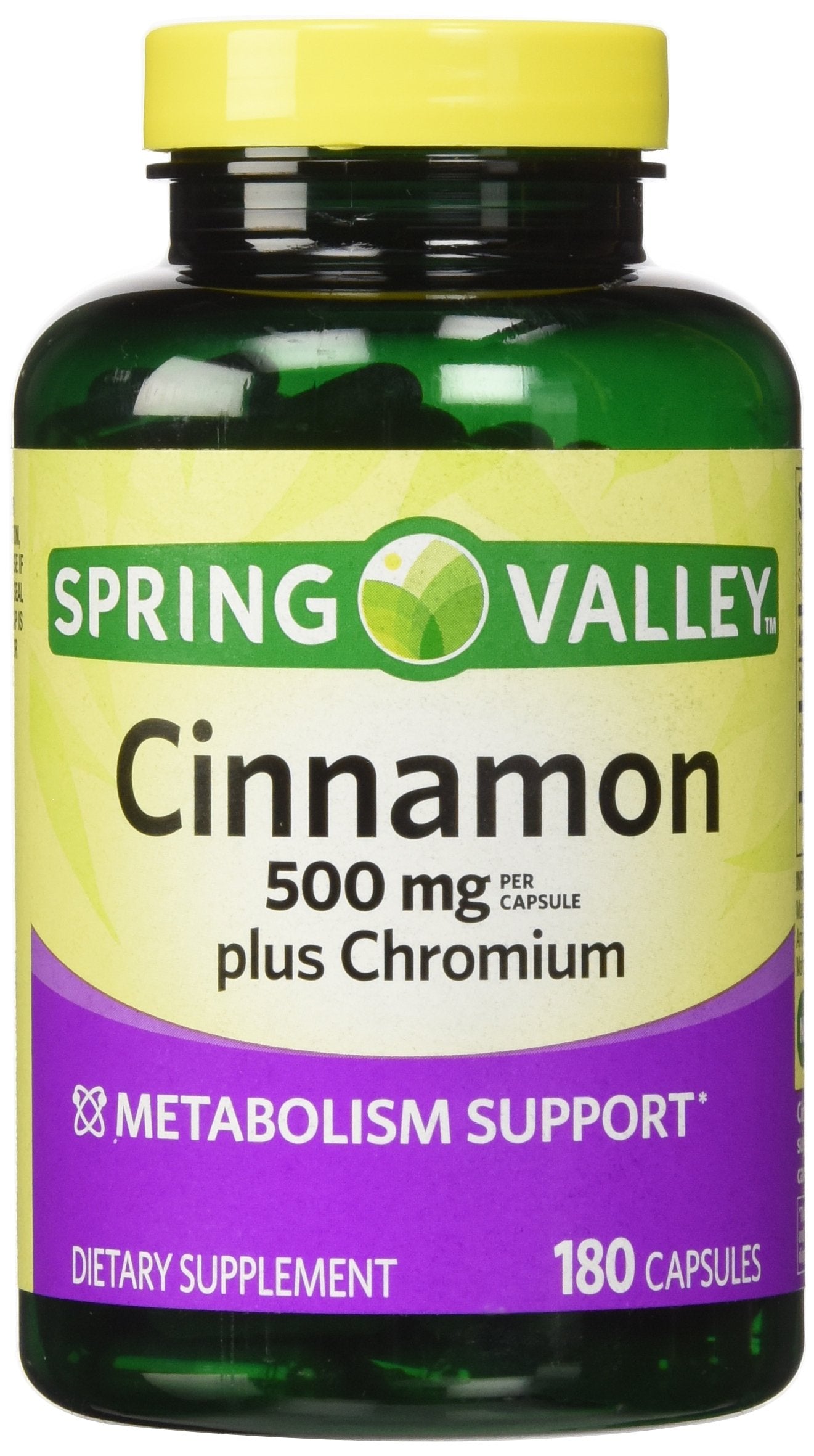 Front view of Spring Valley Cinnamon 500mg + Chromium Twin Pack