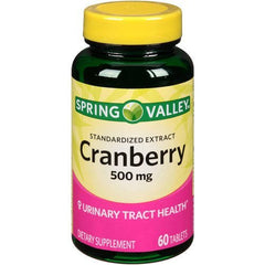 Spring Valley Cranberry 500 mg Standardized Extract bottle with 60 tablets