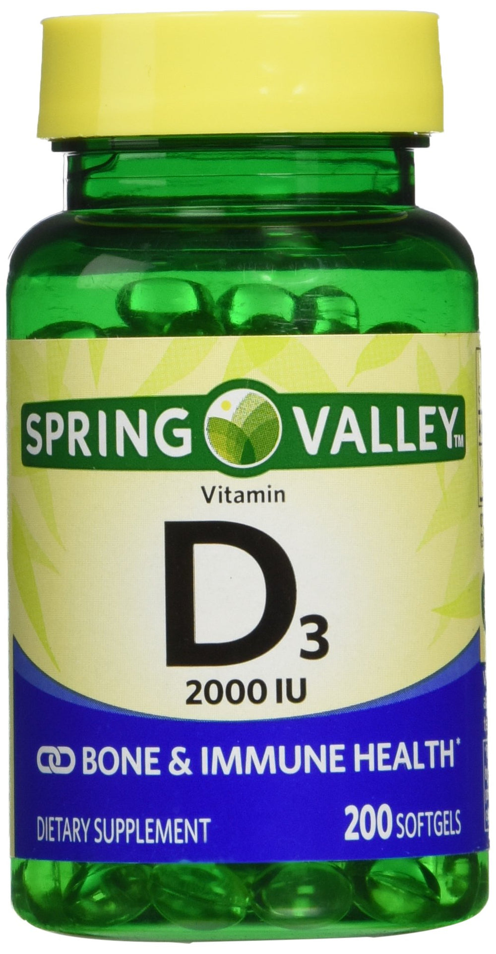 Spring Valley Vitamin D3 2000 IU Twin Pack bottle front view
