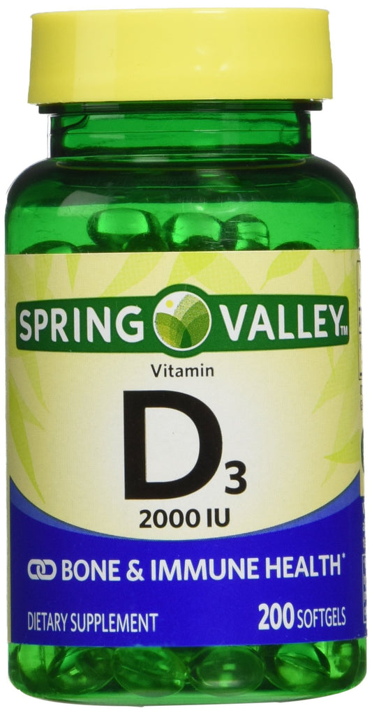 Spring Valley Vitamin D3 2000 IU Twin Pack bottle front view