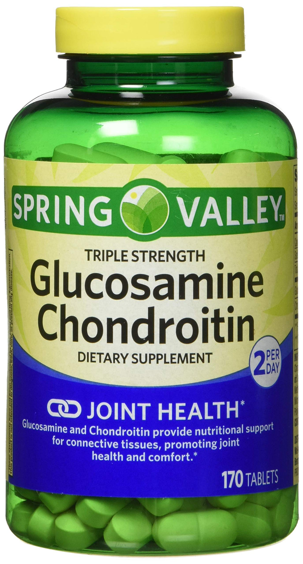 Spring Valley Glucosamine Chondroitin triple-strength bottle front supports joint health and mobility