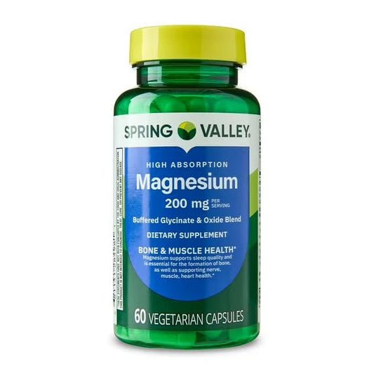 Spring Valley High Absorption Magnesium 200 mg capsules bottle - sleep support