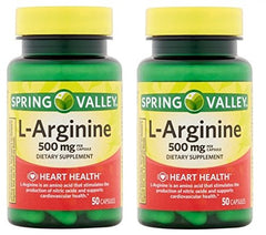 Spring Valley L-Arginine 100 capsules 500 mg each – Pack of 2