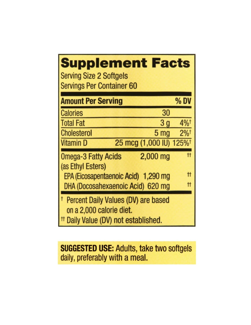 STS sticker included with Spring Valley Omega-3 bottle