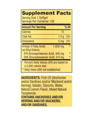 Nutritional information: EPA 645 mg, DHA 310 mg per soft gel