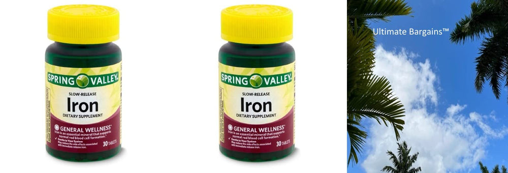 Spring Valley Slow-Release Iron Dietary Supplement bottle, 60 count, unflavored