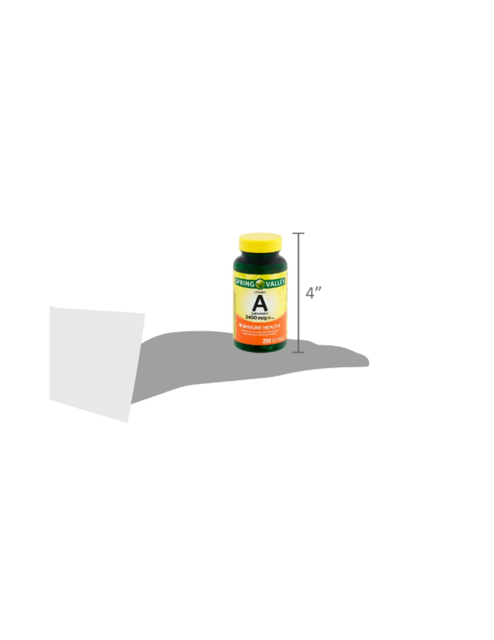 Front packaging of Spring Valley Vitamin A supplement