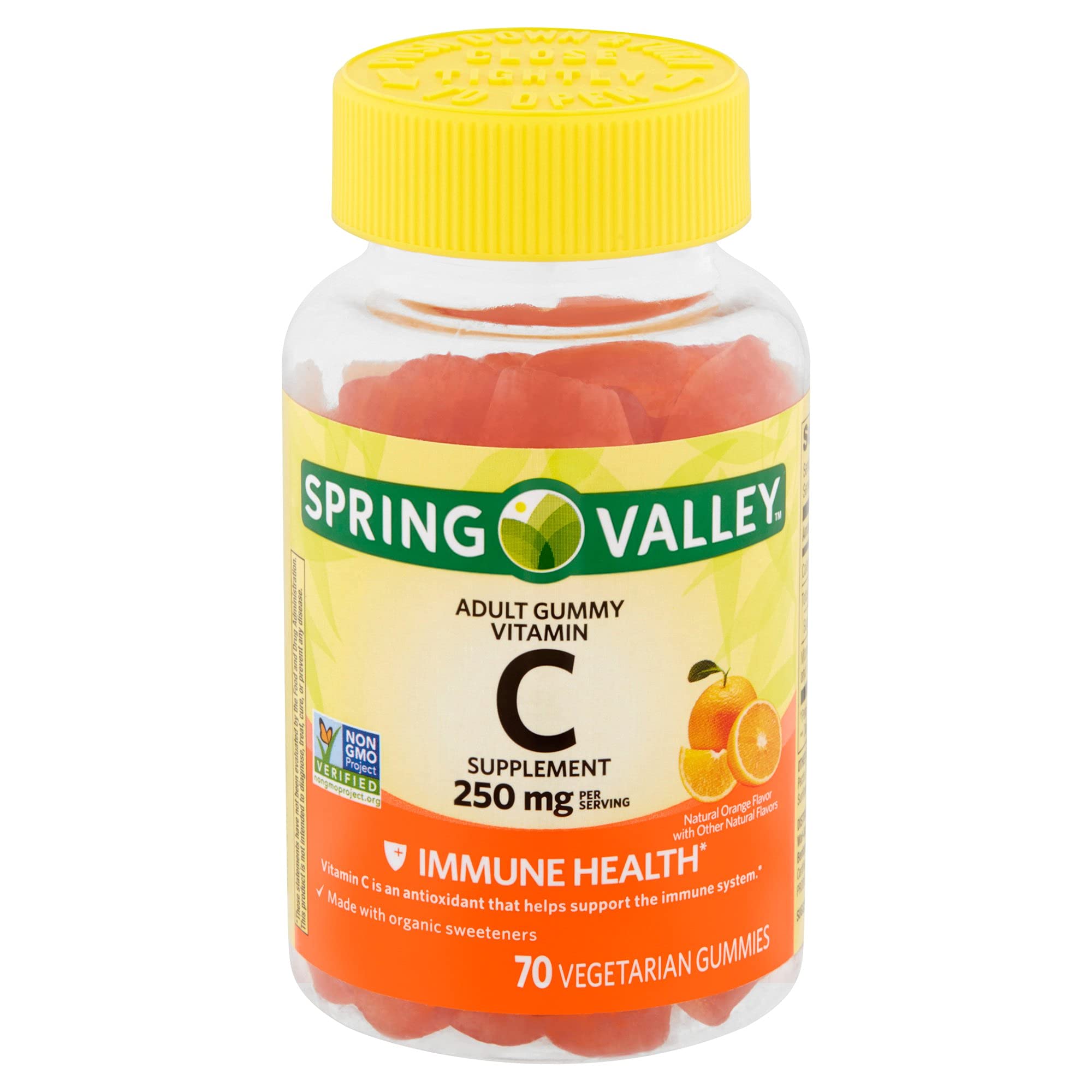 Spring Valley Vitamin C gummies bottle – orange flavor, 240 mg per gummy