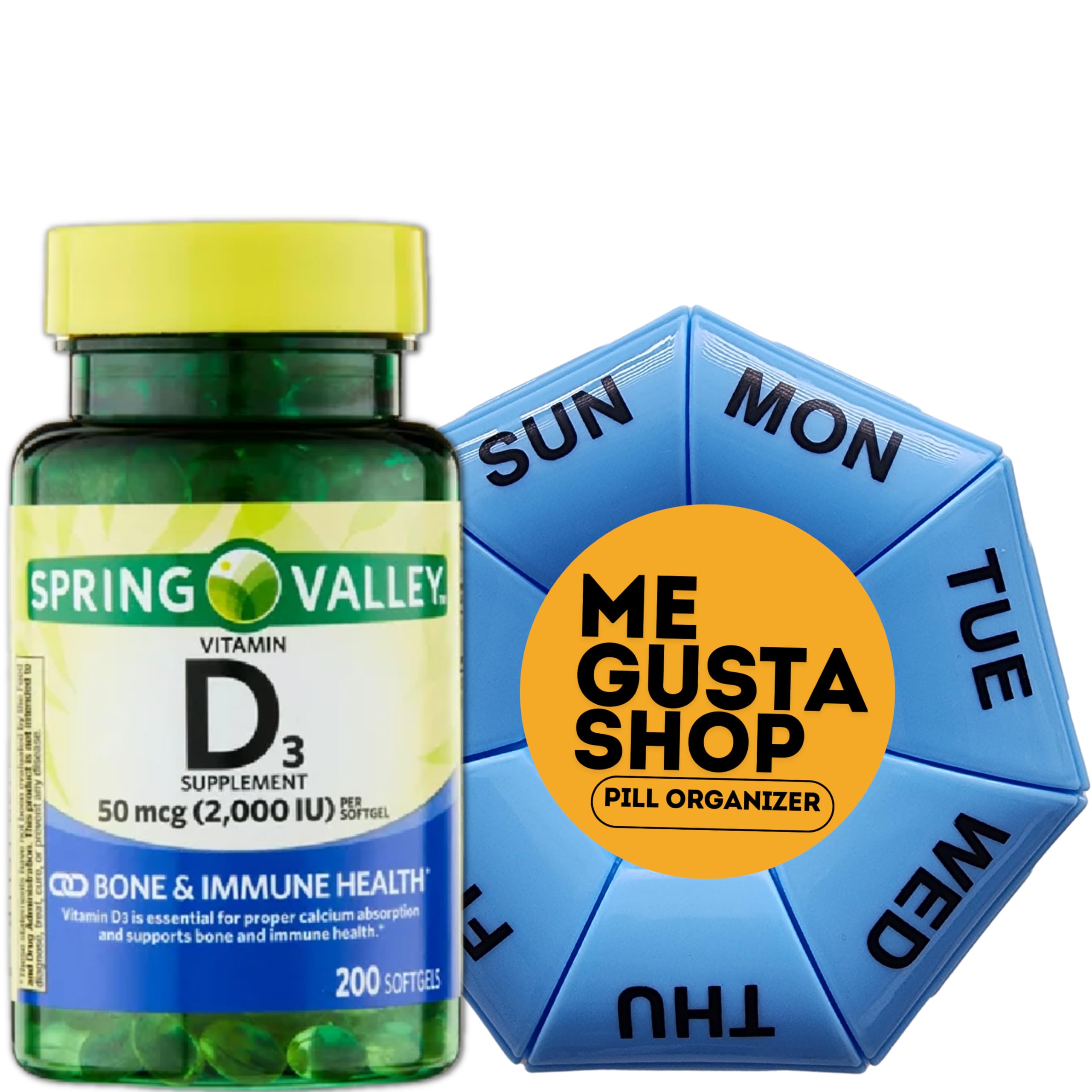 Front of Spring Valley Vitamin D3 bottle with 50 mcg (2,000 IU) per serving