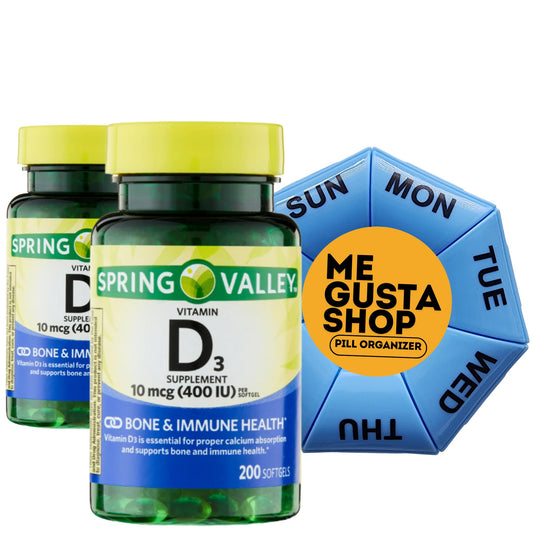Spring Valley Vitamin D3 softgel bottle label showing 400 IU