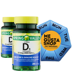 Spring Valley Vitamin D3 softgel bottle label showing 400 IU