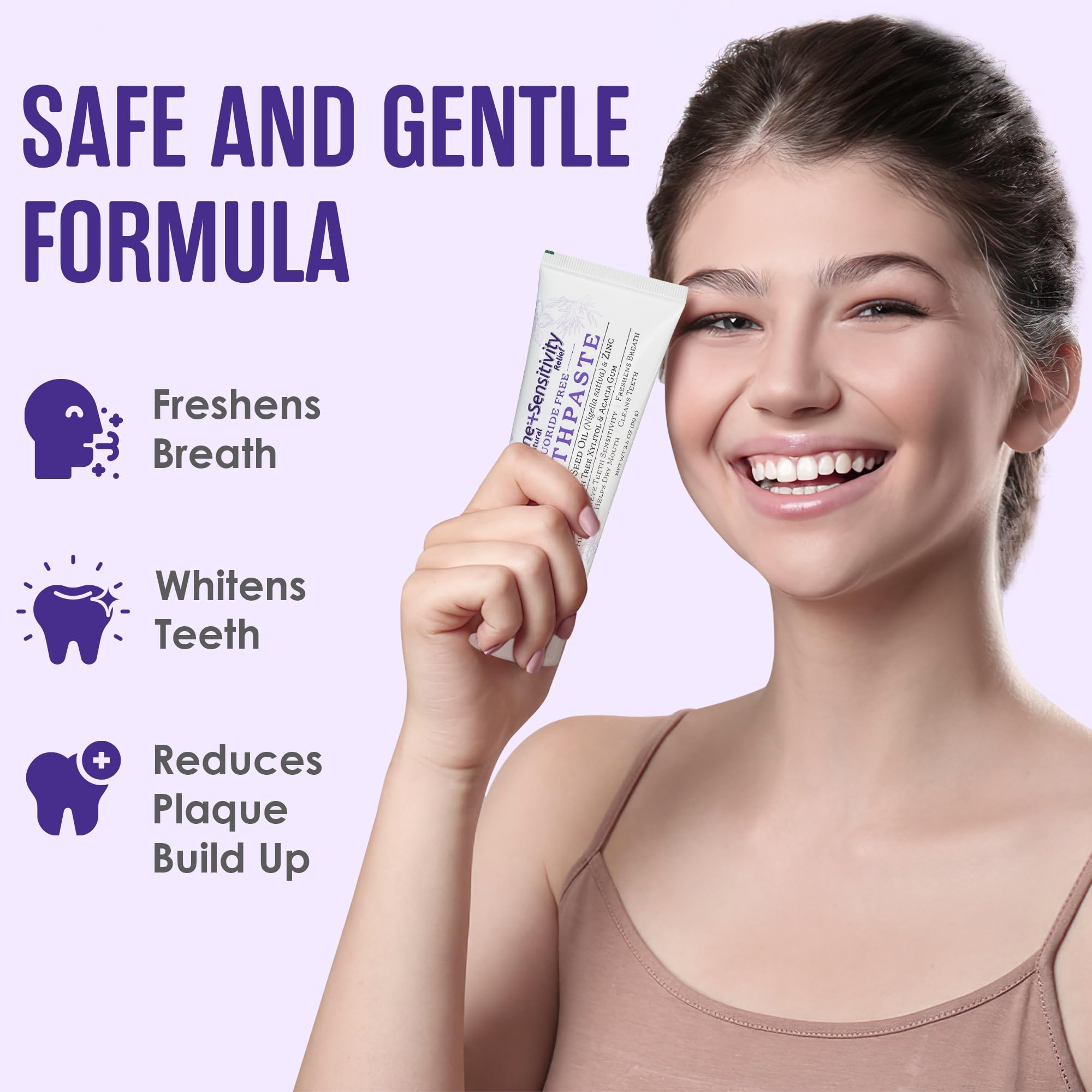 Tube of SprinJene Fluoride Free Toothpaste featuring Black Seed Oil & Zinc
