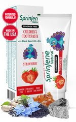 Tube of SprinJene Fluoride-Free Strawberry Toothpaste for kids