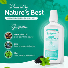 Close-up of Black Seed Oil and Zinc formula on SprinJene